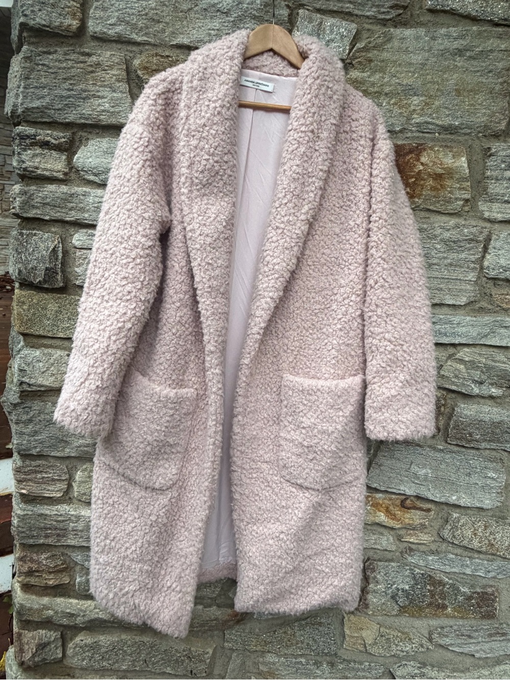 Amanda Uprichard Light Blush Teddy Coatigan with Patch Pockets
